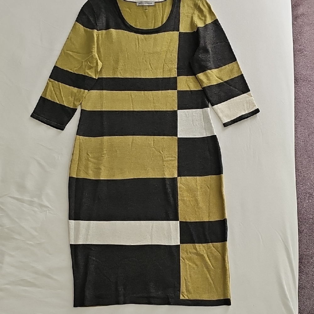 Danny & Nicole Striped Black and Green Midi Dress